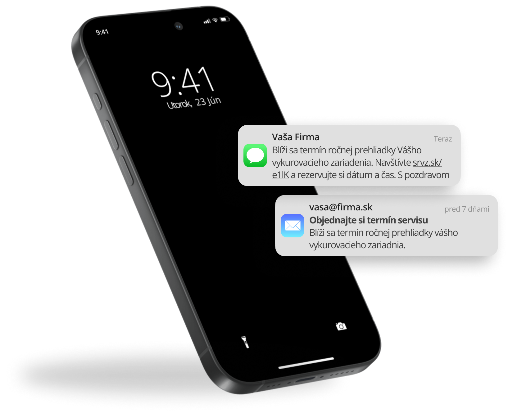 Ukážka automatizovanej SMS a e-mail komunikácie so zákazníkom